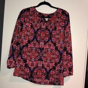 Jcrew red and purple floral top.  Size M.